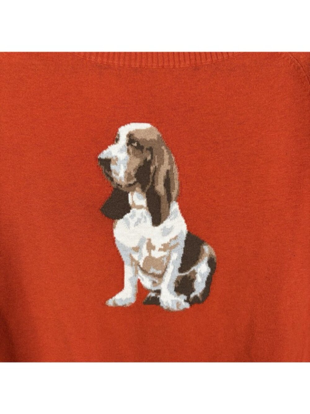 Tommy Hilfiger Womn M Orange Button Detail Basset Hound Graphic Pullover Sweater - Picture 5 of 10